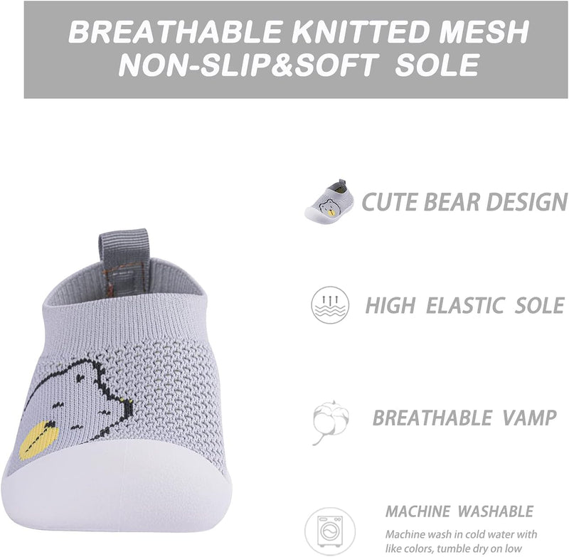 Baby Toddler Non-Skid Sock Shoes Indoor Slipper Breathable Cotton Mesh Lightweight Sole Infant Boy Girls Kids Children