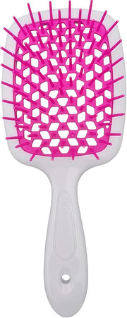 Detangling Hair Brush, Hollow-Out Massage Curl Comb for Natural Curly Wet Dry Thick Straight Long Hair, White and Rose Red, ABS and TPU Material, 20.5 x 8.5 cm