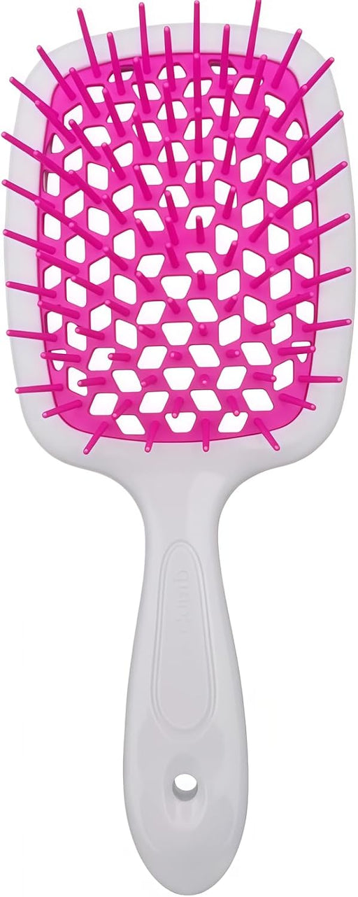 Detangling Hair Brush, Hollow-Out Massage Curl Comb for Natural Curly Wet Dry Thick Straight Long Hair, White and Rose Red, ABS and TPU Material, 20.5 x 8.5 cm
