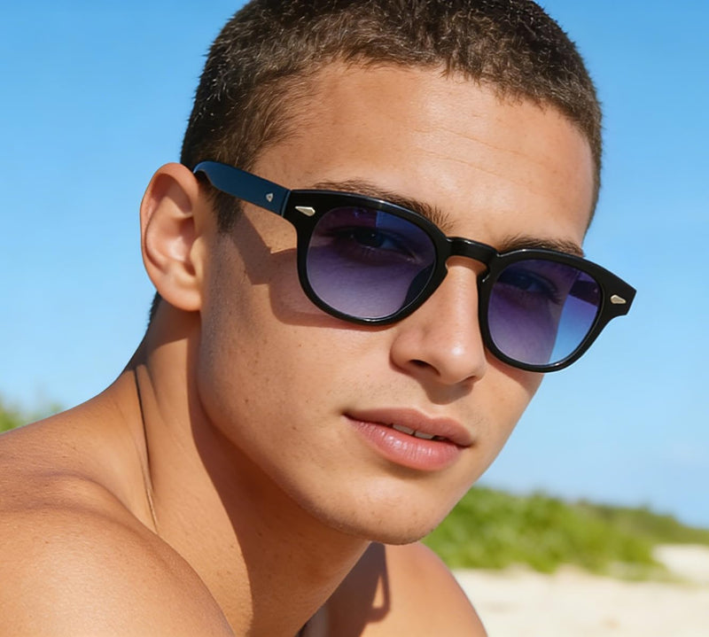 Unisex Vintage Retro Round Style Tinted Sunglasses For Men Women Fashion Circle Sun Glasses 46mm - black, C05 Black Frame Gradient Gray-blue Lens