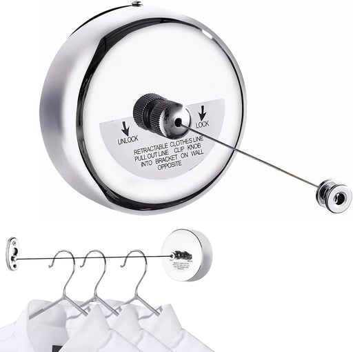 Gadget Deals Stainless Steel Retractable Clothesline | Cloth Drying Rope for Outdoor, Balcony, Bathroom