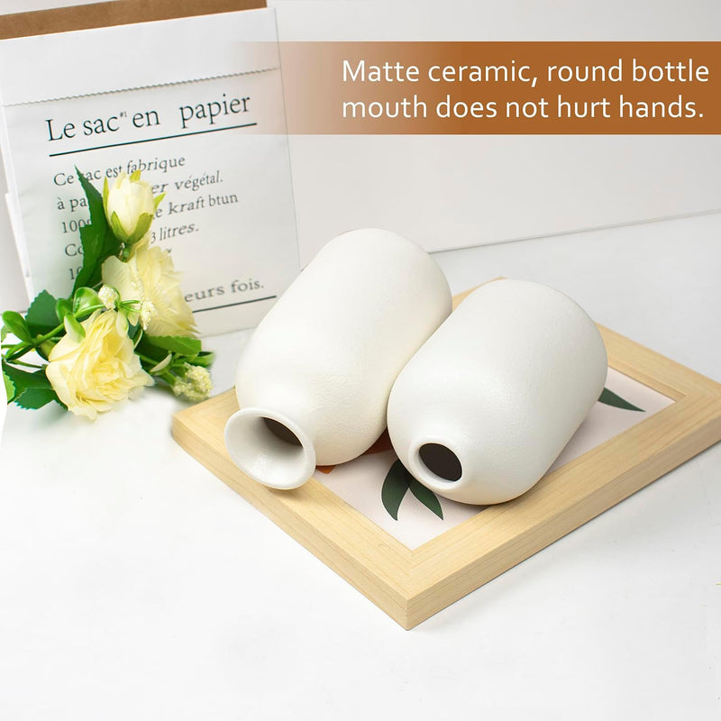 Heifgott Beige Ceramic vase Set-3 Small Flower vases for Decor,Modern Home Decor, Vases for Decor,Pampas Grass Vase,Dried Flowers Vases,Living Room,Table Shelf, Centerpieces Decoration