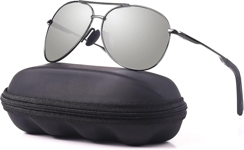 Aviator Sunglasses for Men Polarized Women UV Protection Lightweight Driving Fishing Sports Unisex glasses MX208 - Grey Frame Silver Lens