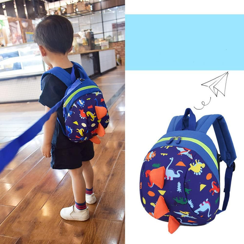 Kids Cartoon Backpack Dinosaur Schoolbag Toy Snack Daypack Shoulder Bag for Toddlers, Kids Children Nursery Preschool Anti Lost Safety Toddler Leash with Harness Backpacks (Blue)