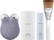 NuFACE Mini+ Midnight Black Starter Kit - Lift, Contour & Tone your skin - Portable Petite Facial Toning Device - Includes Silk Crème & Aqua Gel - Violet