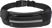 Running Belt with Extender, Bounce Free Pouch Bag, Fanny Pack Workout Belt Sports Waist Pack Belt Pouch for Apple iPhone XR XS 8 X 7+ Samsung Note Galaxy in Running Walking Cycling - Black