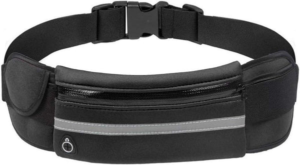 Running Belt with Extender, Bounce Free Pouch Bag, Fanny Pack Workout Belt Sports Waist Pack Belt Pouch for Apple iPhone XR XS 8 X 7+ Samsung Note Galaxy in Running Walking Cycling - Black