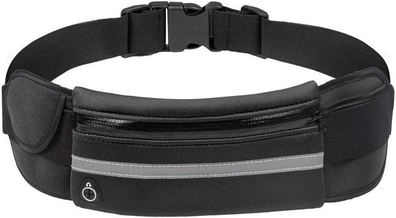 Running Belt with Extender, Bounce Free Pouch Bag, Fanny Pack Workout Belt Sports Waist Pack Belt Pouch for Apple iPhone XR XS 8 X 7+ Samsung Note Galaxy in Running Walking Cycling - Black