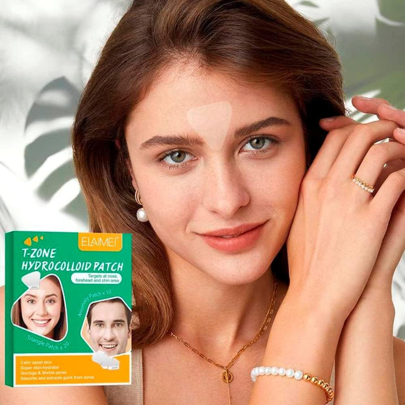 KANZA - 30 Pcs T-Zone Hydrocolloid Patches| Cleansing Blackhead Remover| Acne Patch Pimple Remover for Zit Breakouts |Nose and Forehead Patch |Painless,Safe |Removes Pimple,Acne Nose Gunk Pores