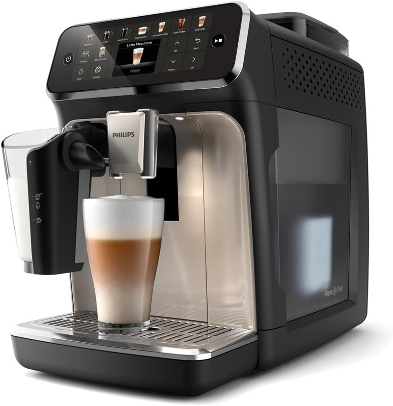 Philips 5400 Series Fully Automatic Espresso Machine - 1500W,12 Beverages, LatteGo Milk Solution, TFT Display - EP5447/90 - 20 Hot & Cold Beverages