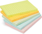 Amazon Basics Lined Sticky Notes, 4 x 6-Inch, Assorted Colors, 5-Pack