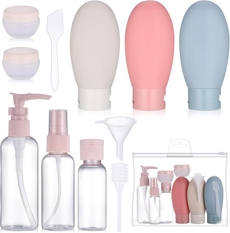 11Pcs Travel Bottles for Toiletries, Leak Proof Travel Size Bottles 80ml Travel Containers with Bag Liquid Refillable Empty Travel Bottles Set for Lotion Shampoo Conditioner Liquid, BPA Free with Bag,