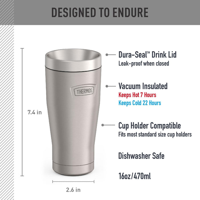 THERMOS ICON STAINLESS STEEL VACUUM INSULATED SANDSTONE TUMBLER 470 ML, IS1012SN, TRAVEL MUG, TUMBLER WITH HANDLE, COFFEE MUG
