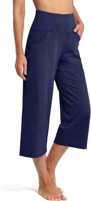 Women Yoga Pants Activewear Leggings Trousers with Pockets Stretch Loose Casual Wide Lounge Sweatpants Petite/Regular/Tall - capris royal blue