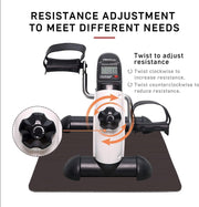 Pedal Exerciser with Digital Display, Mini Exercise Bike Pedal Sit Down, Desk Cycle Leg Arm Foot, Small Equipment for Home, Office, Elderly, Rehabilitation