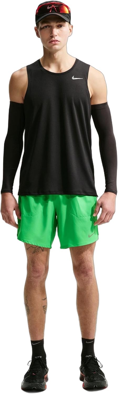 Mens M Nk Df Stride 7In Bf Short Shorts - Green Spark/Reflective Silv