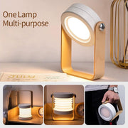 Foldable Camping Lantern with Wooden Handle - Portable LED Lamp, 3-Level Brightness Touch Control Retractable Reading Light, USB Charging Eye-Caring for Bedroom Bedside Study Office Outdoor