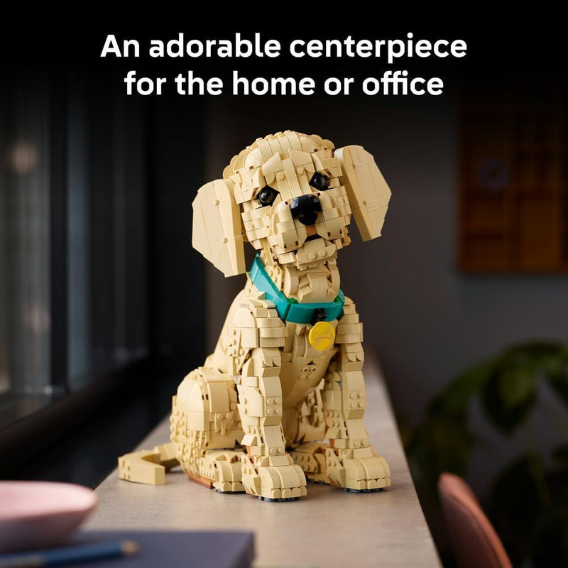 Icons Golden Retriever Puppy 11384 Animal Figure Building Set for Adults, Collar & Medallion Details, Shelf or Desk Decor, Crafts Gift Idea, 2,102 Pieces