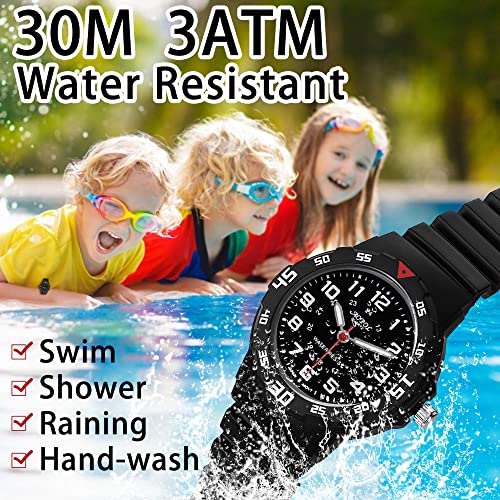 SOCICO Children Analog Watch for Boys Girls Waterproof Time Teaching Watch with Soft Band Learning Time Wrist Watch Easy to Read for Kids Great Gifts