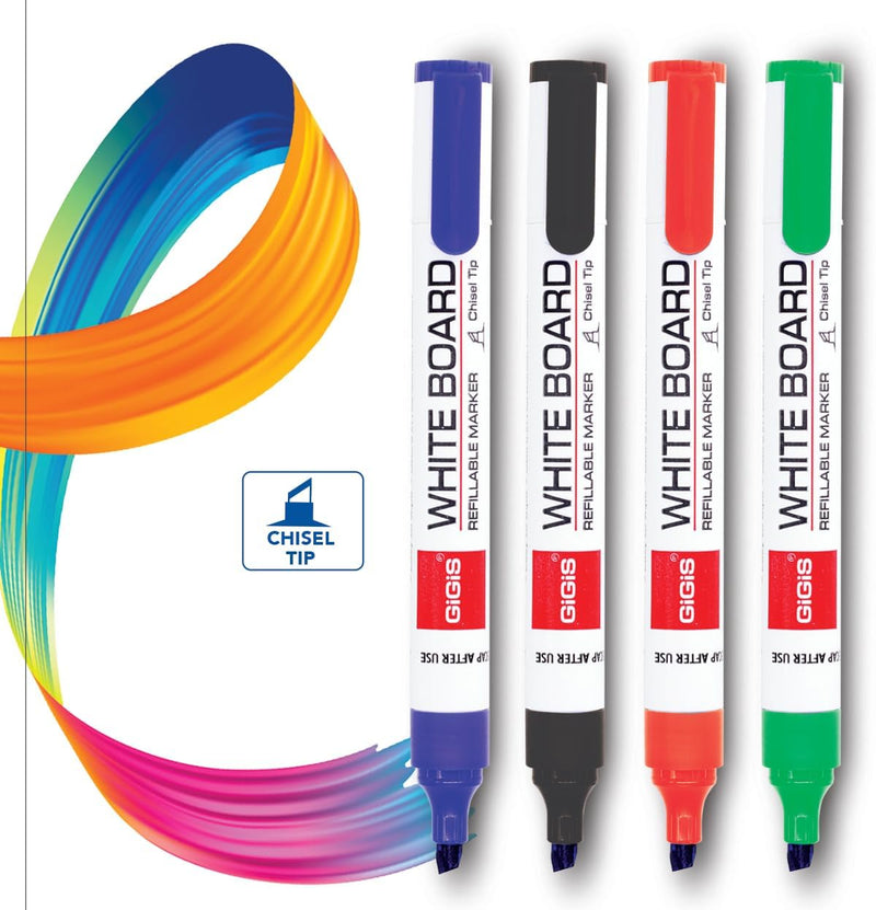 GiGiS White Board Marker with Chisel Tip 12-Pieces, Blue