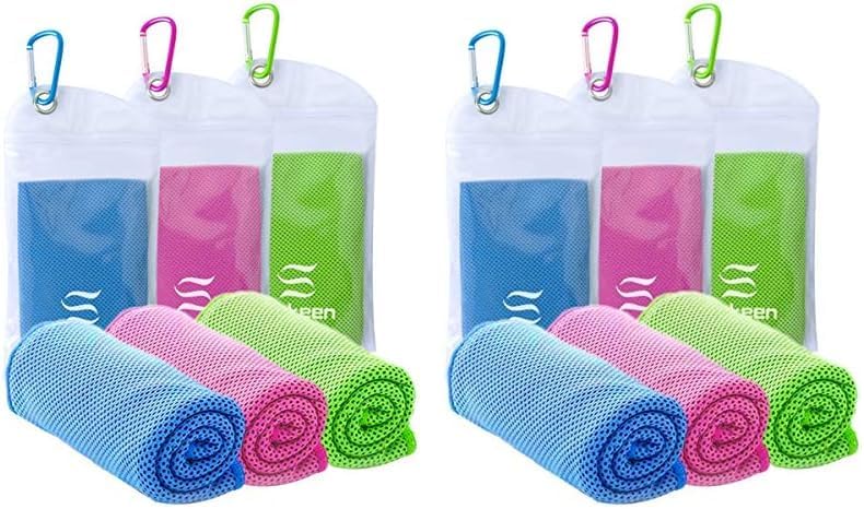 4 Pack Cooling Towel (40"x12"),Ice Towel,Soft Breathable Chilly Towel,Microfiber Towel for Yoga,Sport,Running,Gym,Workout,Camping,Fitness,Workout & More Activities(Dark Blue/Dark Gray/Brown/Black) - Blue/Rose Red/Green 3pcs (Pack of 2)