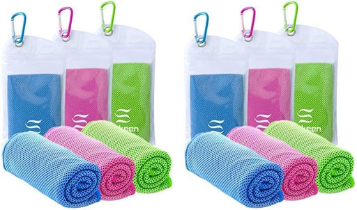4 Pack Cooling Towel (40"x12"),Ice Towel,Soft Breathable Chilly Towel,Microfiber Towel for Yoga,Sport,Running,Gym,Workout,Camping,Fitness,Workout & More Activities(Dark Blue/Dark Gray/Brown/Black) - Blue/Rose Red/Green 3pcs (Pack of 2)