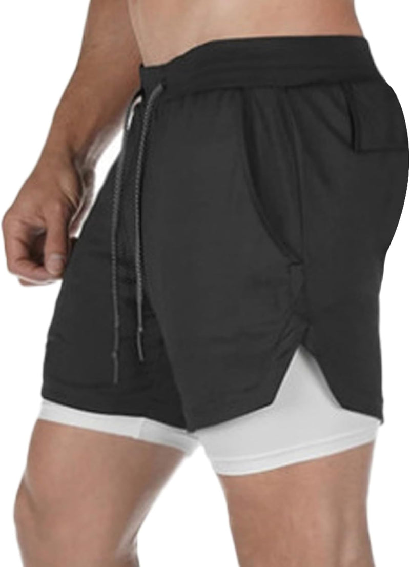 Dress Cici Gym Shorts for Men, Men's Activewear Running Shorts,Drawstring Gym Shorts Men, 2 Layer Loose Athletic Shorts with 4 Pockets