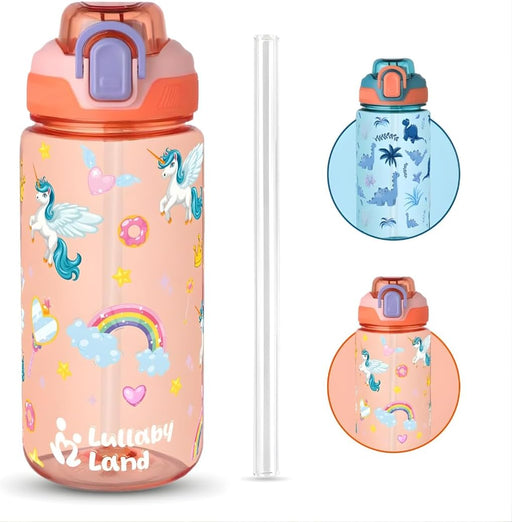 600ML Water Bottle for Kids Light weight, Stay Hydrated with Kids Water Bottle for School, No Leak Bpa Free Water Bottle for Boys, Insulated Water Bottle Kids with Straw (Blue) - Pink