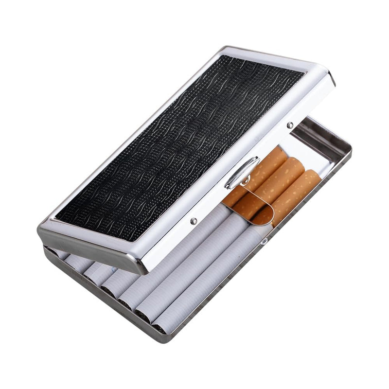 KUGUAN Stainless Steel Cigarette Case, 20pcs Slim/100's or 14pcs Regular/King Size, Moisture Proof, Durable, Portable, Good for Gift