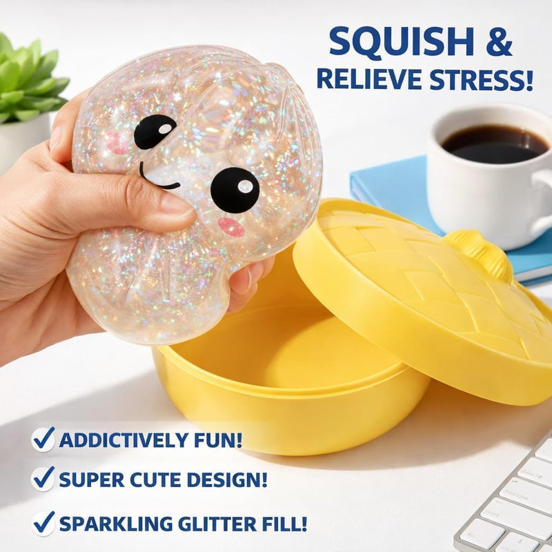 SLEEPHEAD Big Glitter Dumpling Squishy Cute Adorable Soft Silicone Squeeze Toy for Stress Relief