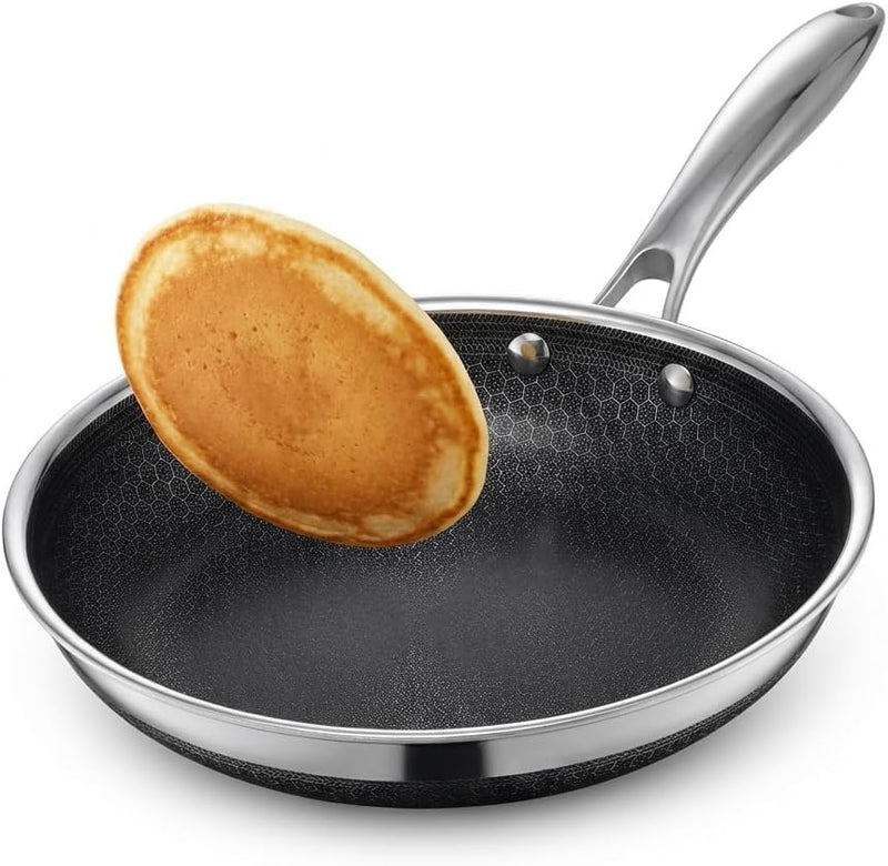 Eterna Tri-Ply Hybrid 20cm Frying Pan Stainless Steel & Ceramic Coating, Metal-Utensil Safe, Oven & Dishwasher-Safe, Induction & All Cooktops Compatible