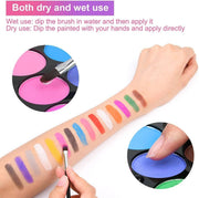 Mumoo Bear Face Paint Kit, 15 Color Face Painting Palette with 2 Brushes 32 Stencils, Washable Face Paints Safe Body Paint for Adults Kids Halloween Party Carnival, Makeup Paint Non-Toxic to Use