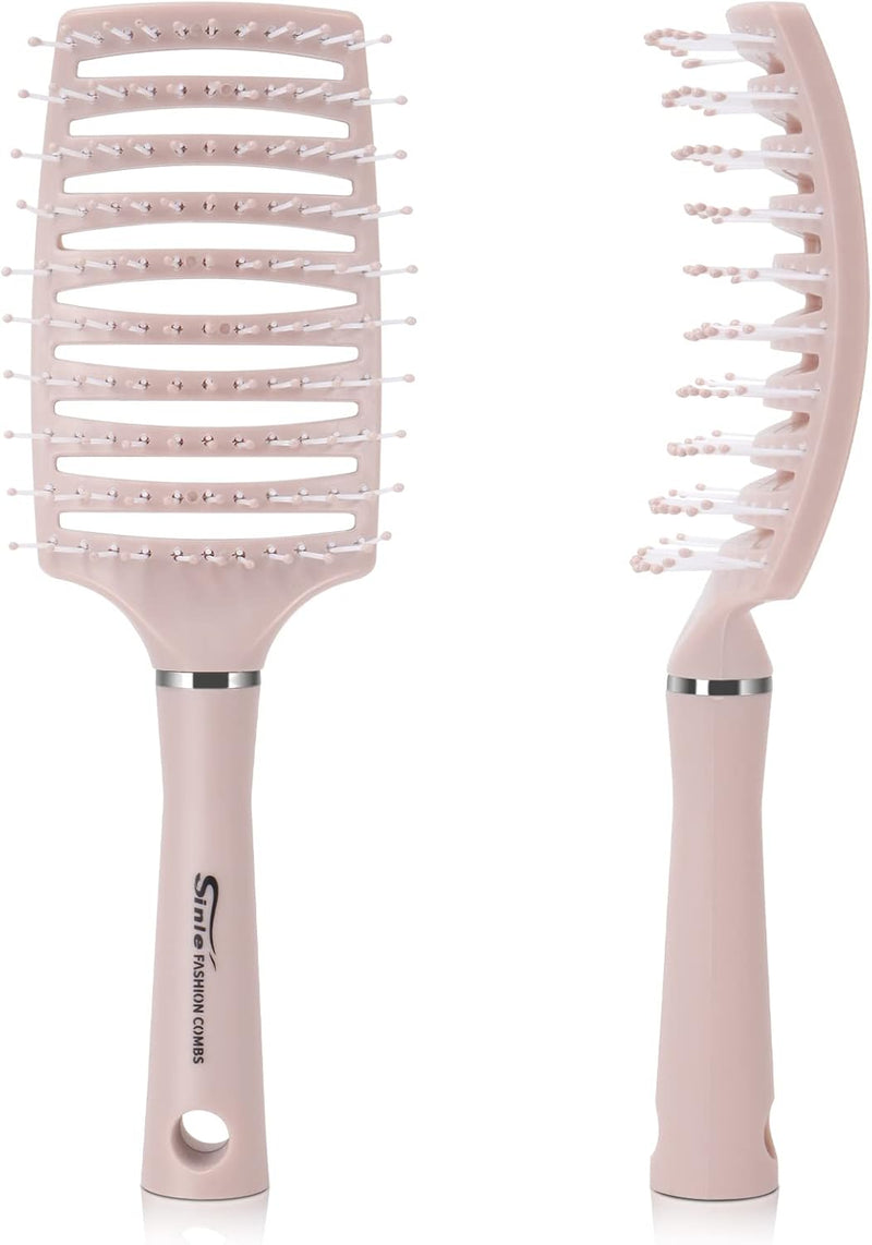 BEWAVE Hair Brush, Curved Vented Brush for Blow Drying, Detangling Brush for Women, Men Wet Dry Curly Thick Straight Hair, Pink