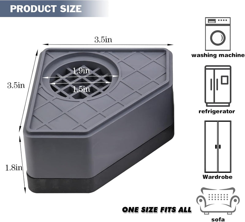 Actvty Anti Vibration Pads, Washing Machine Foot Pads, Non Slip Shock and Noise Cancelling Mat for Washer and Dryer Machine Support Protects Pedestals Set of 4