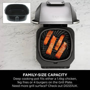 5-in-1 Indoor Grill & Air Fryer, 5 Cooking Functions, Make Up to 4 Burgers, 5.7L capacity, Low Smoke, Includes Digital Meat Thermometer, Black/Silver, EG351ME, 2 Years Warranty
