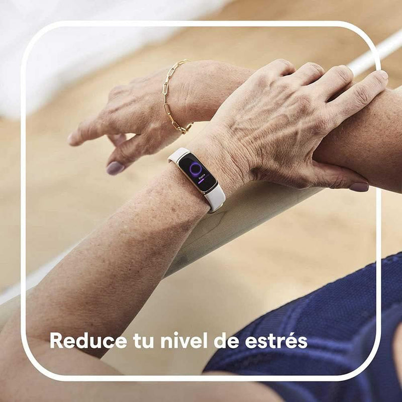 Fitbit Luxe Fitness And Wellness Tracker With Stress Management, Sleep Tracking And 24/7 Heart Rate, Lunar White/Soft Gold Stainless Steel, One Size, S & L Bands Included
