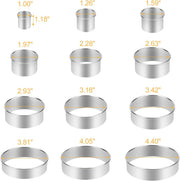Round Cookie Biscuit Cutter Set, 12 Graduated Circle Pastry Cutters, Heavy Duty Commercial Grade 18/8 304 Stainless Steel Cookie And Dough Cutters, MK05-13 - metallic silver