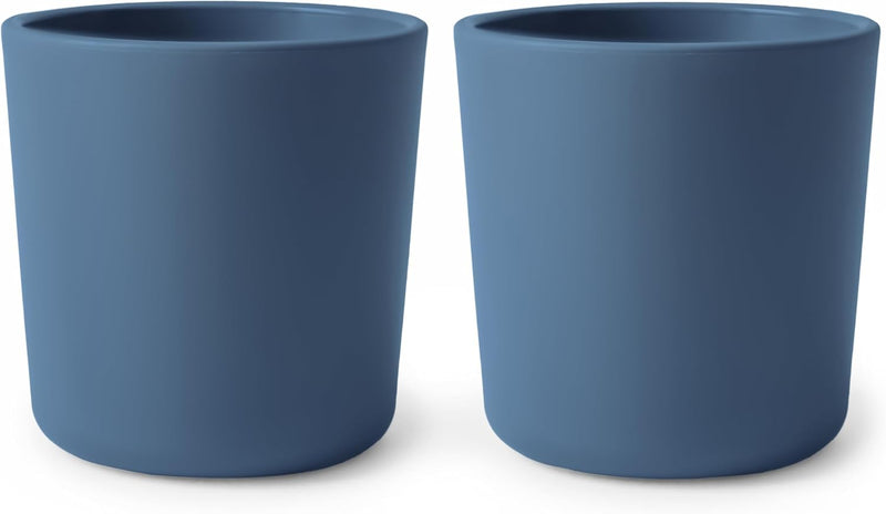 Dinnerware Cups for Kids Set of 2 Reusable BPA Free Dishwasher & Microwave Safe Cups Easy to Hold Made in Denmark (Sage) - (Twilight Blue) Cups