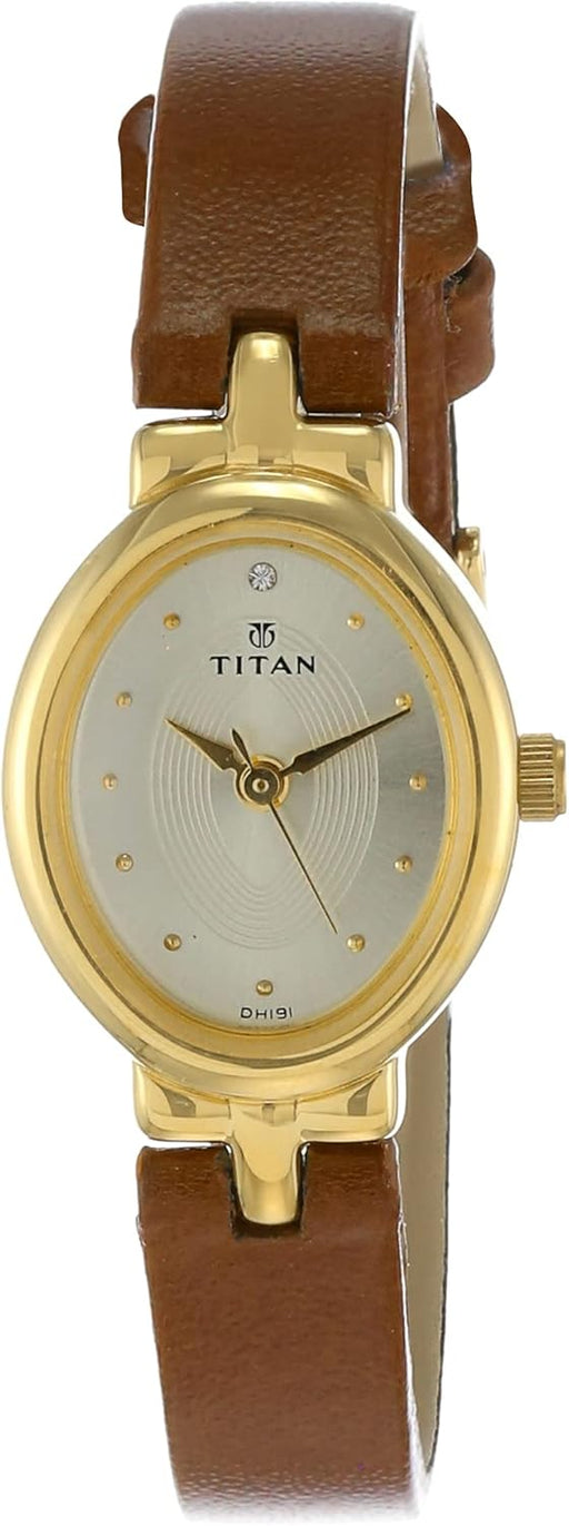 Karishma Analog Oval Watch for Women's - Brown | Champagne