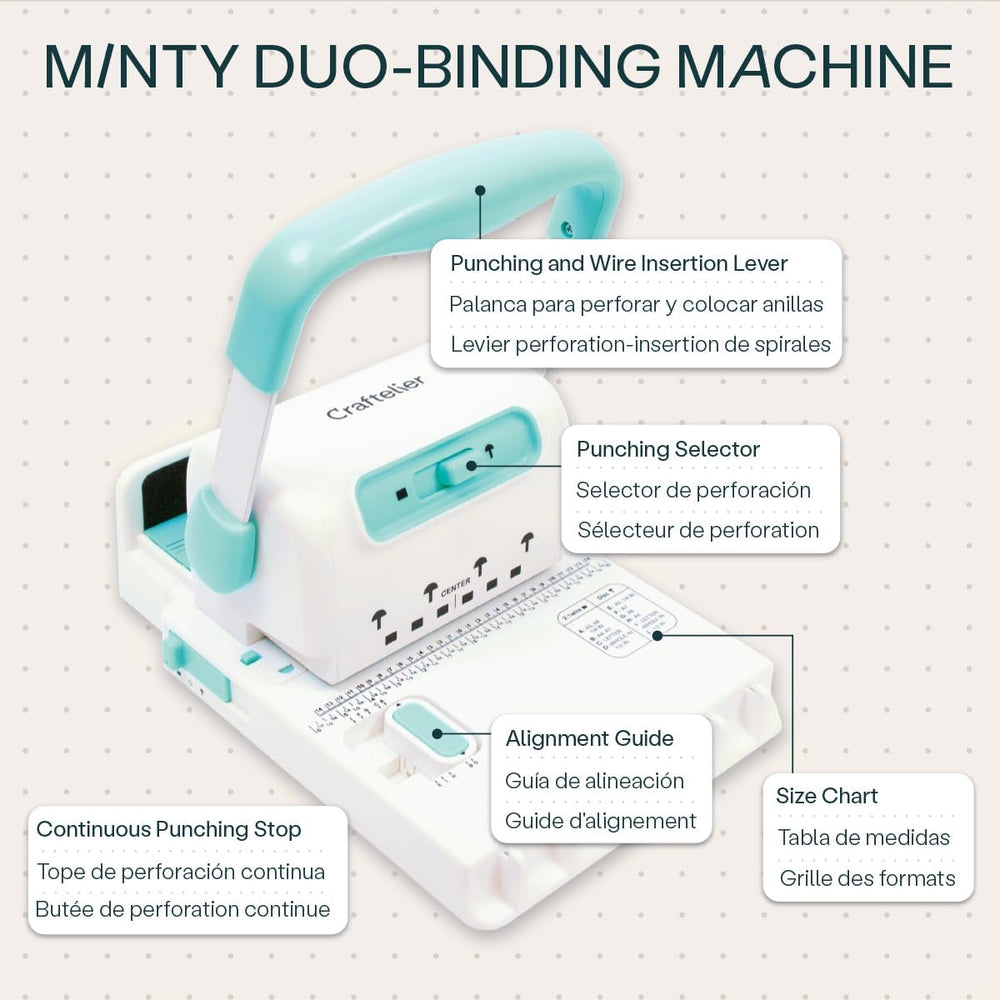 Craftelier - Spiral Binding Machine Binder Machine for Book Binding Compatible with 2:1 Spiral Coils and Classic Rings up to 1" Compact Coil & Wire Book Binder Tool for Paper, Notebooks
