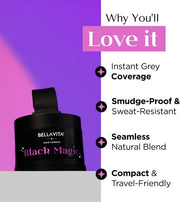 BELLAVITA Hair Powder Covers Grey Hair & Bald Spots Instantly Root Touch Up Sweat-Resistant & Long-Lasting Formula Natural Looking Colour 4g - Black