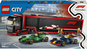 City F1 Truck with RB20 & AMR24 F1 Cars 60445 Car Transporter Toy, 2 Drivers & Race Simulator, Formula 1 Set, Gift for 8+ Year Old Boys & Girls, 1,086 Pieces