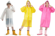 Kids Waterproof Raincoat, EVA Portable Rain Poncho, for Girls Boys Toddler Rainwear Rain Jacket Cape, Reusable Children Raincoat for Outdoor Climbing Cycling Hiking Camping - 3PCS-Pink Yellow White