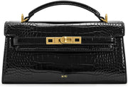 Women's Noor Top Handle Bag - Black Croc