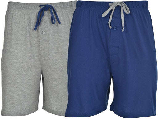 Mens 2 Pack Cotton Sleep Short, 7.5" Inseam, Comfortable and Breathable, Assorted Colors - Blue Depth/Heather Grey