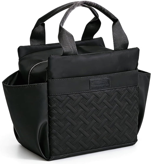 Lunch Box BagInsulated Lunch Bag for Adults KidsReusable Waterproof Bento Tote Bag10L Large Capacity Food Handbags,Thermal Cooler Light Luxury Lunch Bags for Office,Travel,Picnic,Black - Black