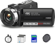 4K 80MP Camcorder Video Camera Ultra HD Vlogging Camera for YouTube 18X Digital Zoom Recorder 3.0" IPS HD Screen With Handheld Stabilizer, Microphone, Remote Control and 32GB SD Card