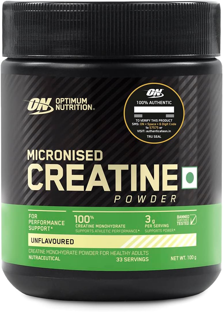 (ON) Micronized Creatine Powder - 100 Gram, 33 Serves, 3g of 100% Creatine Monohydrate per serve, Supports Athletic Performance & Power, Unflavored. - 100 g