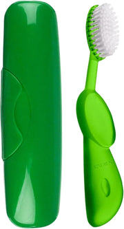 Toothbrush Big Brush with Replaceable Brush Head BPA Free ADA Accepted - Right Hand - Marble Brush with Clear Case - Green