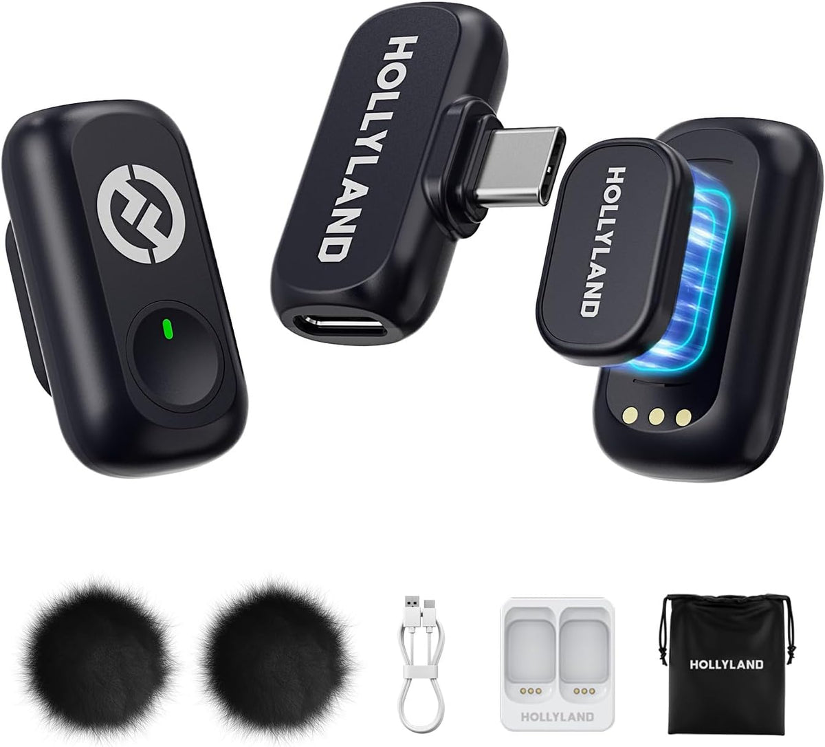 Hollyland LARK A1 Combo, Wireless Microphone - Pin Microphone for iPhone & Android, Magnetic Mini Microphone 360 Sound Collection, Instant Connection, 3 Levels of Noise Reduction, EQ & Reverb – image 1